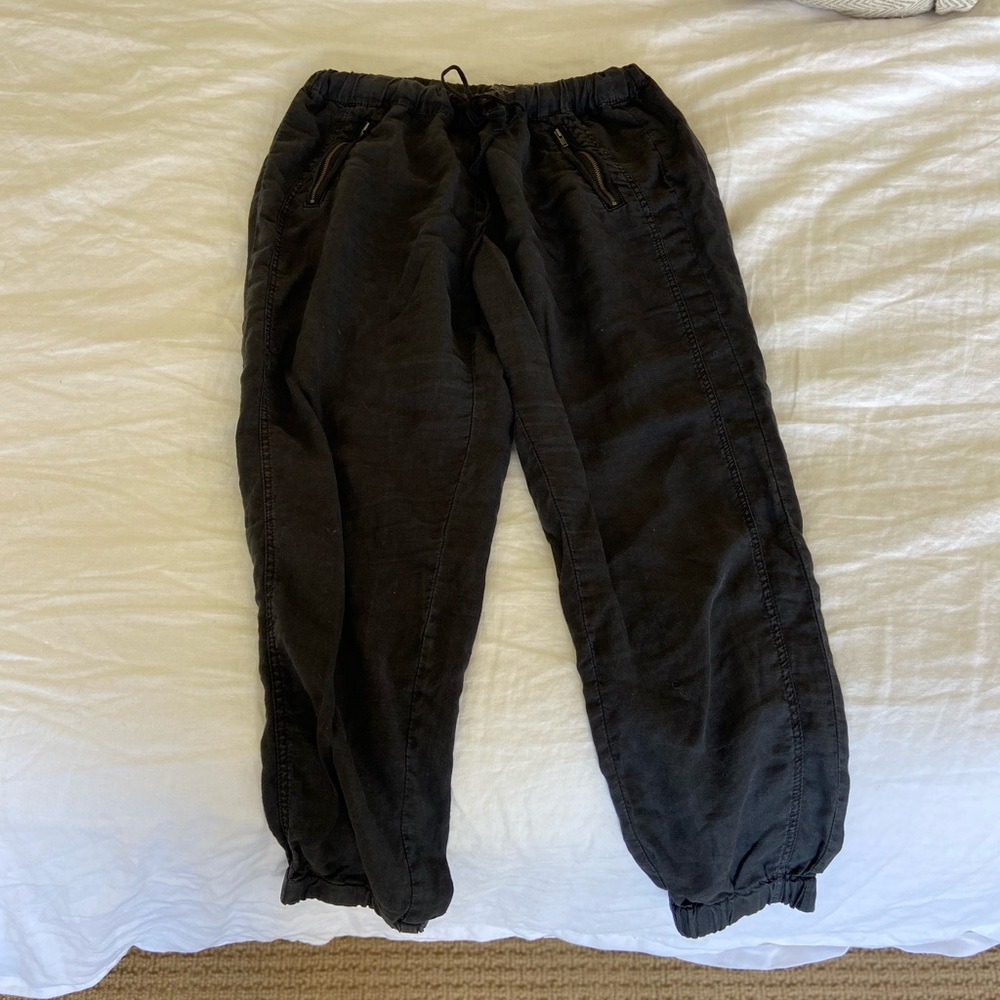 Anthropologie Black Linen Joggers